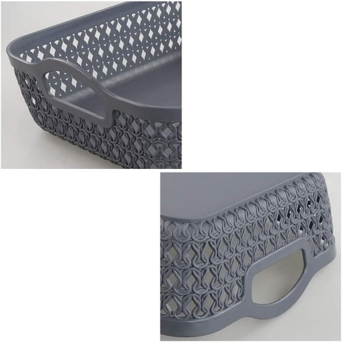 Morcte Small Storage Basket, Plastic Mesh Organizer Basket (Grey, Set of 6)