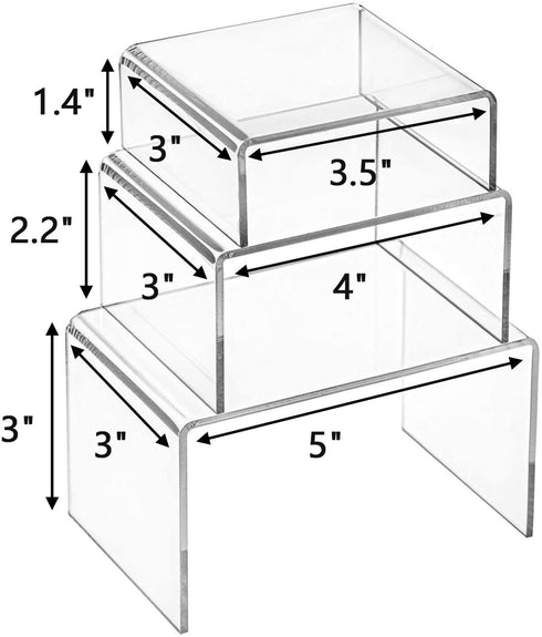 Hedume Set of 9 Clear Acrylic Display Risers for Figures, Buffets, Cupcakes and Jewelry Display Stands