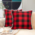 Red and Black Checked Pillow Covers 18x18 Inch Pack of 2 Plaid Cotton Linen Decorative Throw Pillow Cases with Pom-poms Rustic Party Decor Plaid Square Pillow Cover Christmas Decor