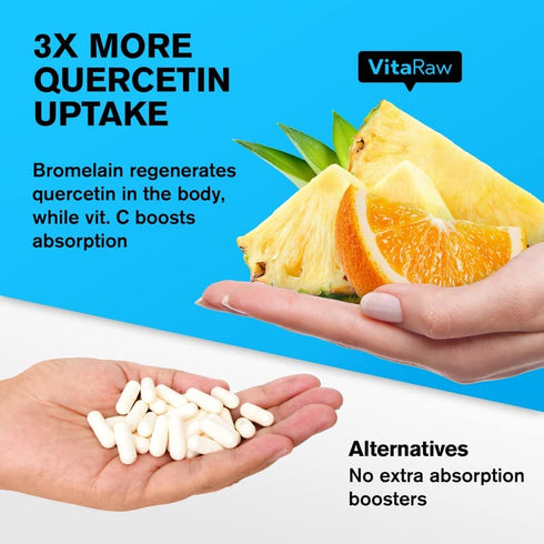 ???????????? Quercetin 500mg Supplement with Bromelain, Vitamin C, Zinc 50mg, & Vitamin D3 5000 IU - for Cardiovascular Health, Anti Inflammation, & Immune Response - 5 in 1 Immunity Health Supplement