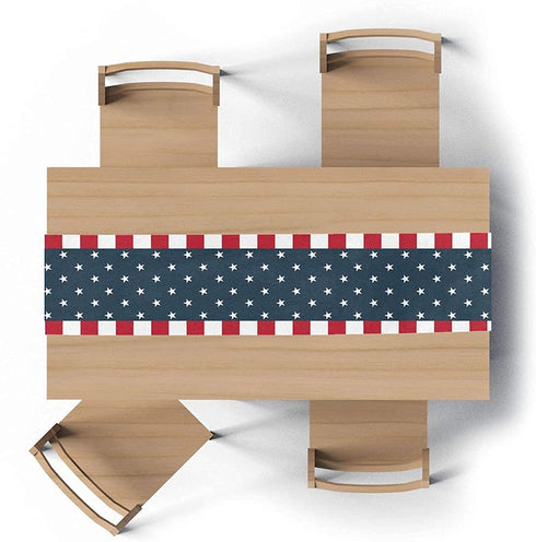 Bosstar Independence Day 4th of July Table Runner Dresser Scarves American Flag Cotton Linen Kitchen Home Decor Table Runners for Party Wedding Dining (Blue, 13 x 70 inches)