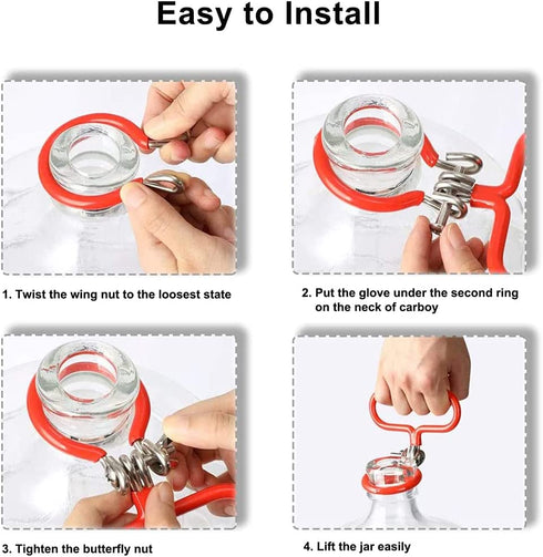 glrovazas Carboy Handle 3 Pcs Practical Home Accessories for Standard Carboy Handle,Heavy Duty Glass Carboy Handle,Home Brewing Wine,Making Beer Brewing,Smooth Neck Fermenter,Smooth Neck Fermenter