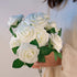 Mocoosy 50Pcs Artificial Flowers Rose, Ivory White Fake Roses for Decorations, Real Looking Foam Rose Bulk with Stems for DIY Wedding Bouquets Centerpieces Floral Arrangements Mothers Day Party Home Decor