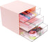 Comix Desk Organizer with Drawer, Desk Storage Box with 4 drawers, Plastic Office Stationery Supplies Organizers, Desktop Organizer for Office School Home (Pink)