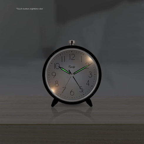 Equity by La Crosse 20091 5 Inch Silent Sweeping Quartz Metal Alarm Clock, Dark Gray