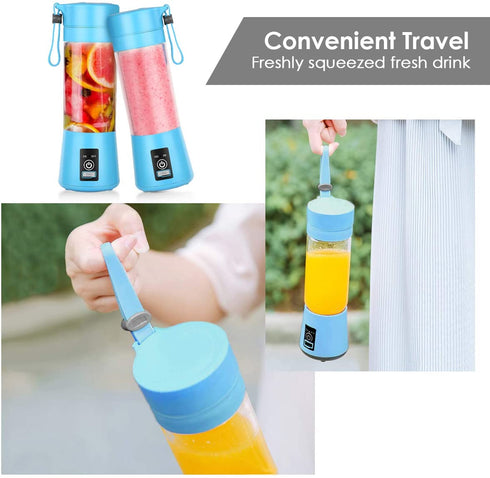 Gracejoful Portable Blender,Personal Blender,Smoothies Mini Jucier Cup USB Rechargeable and Personal Size Blender Shakes,380ml,Fruit Juice,Mixer, Blue