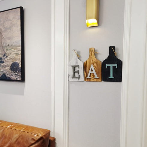 HoreZer ETA Sign Wall-Decor, Rustic Cutout EAT Letter Sign Wood Decorative Hanging Board for Kitchen/Home,EAT Sign Decorative Hanging Wooden Letters, Country Wall Art (3 Pieces)