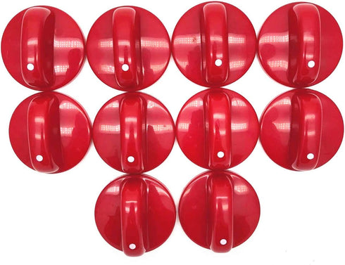 XMHF 10pcs Kitchen Cooktop Round Shape Rotary Switch Knob Red Plastic Gas Range/Stove/Oven Control Knob