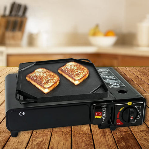 Youtian Reversible Griddles/Grill,2-in-1 Double Use,Non-Stick Aluminum Stove Top Portable for Camping,Square Shaped Black