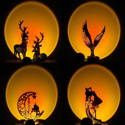 Sunset Lamp Projector, Sunset Light Sunlight Lamps, Sunset Projection Lamp, Golden Hour Sunlamp Solset Lamp, The Sun Set Aura Sunrise Halo Lights Bright, Led Romantic Vibe Night Light for Room Decor