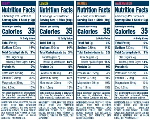 DripDrop Hydration - Electrolyte Powder Packets - Watermelon, Berry, Orange, Lemon - 16 Count