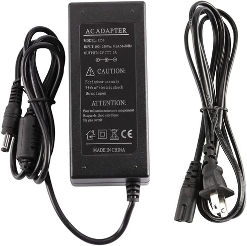 LEDMO Power Supply, Transformers,LED Adapter, 12V, 5A Max, 60 Watt Max, for LED Strip