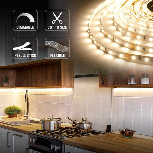 Soft Bright White, 60 LEDs/M, 8.2' (2.5M) RibbonFlex Pro LED Tape Light.
