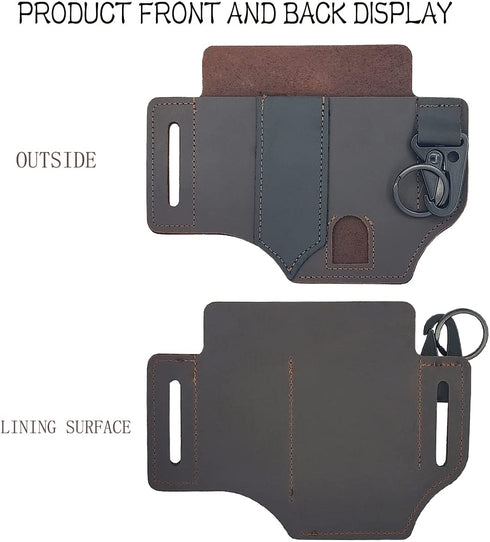 Multitool Sheath for Belt, Leather EDC Pocket Organizer for Men, Leatherman Sheath with Pen Holder, Key Fob, Flashlight Sheath, EDC Leather Pouch Brown€¦