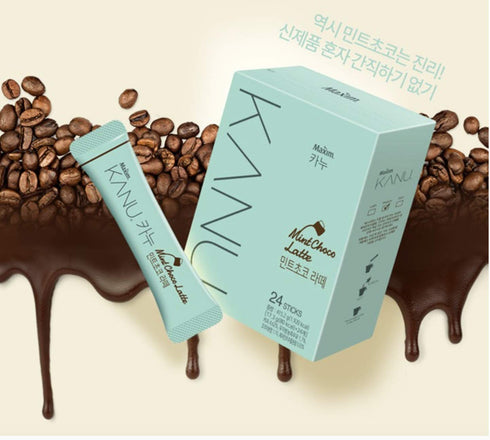 KANU Mint Choco Latte 24 Sticks - Korean Instant Sweet Coffee (17.3g x 24)