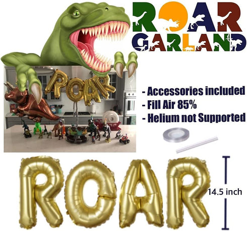 Dinosaur Party Decorations, Dinosaur Birthday Party Supplies for Boys Girls, Dino Party Decorations with Jurassic Park Themed, Godzilla T Rex Balloons, ROAR for Kids first, 2, 3, 4 year old (GOLD)