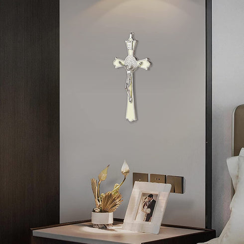 Saint Benedict Enamel Crucifix - Crucifix Wall Cross Metal Wall Art-8 Inch Cross Give Blessing and The Spiritual Sacred:Faith Gift for your Acquaintances