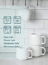 Porcelain Coffee Mugs Set of 4 - 12 Ounce Cups with Handle for Hot or Cold Drinks like Cocoa, Milk, Tea or Water - Smooth Ceramic with Modern Design, White