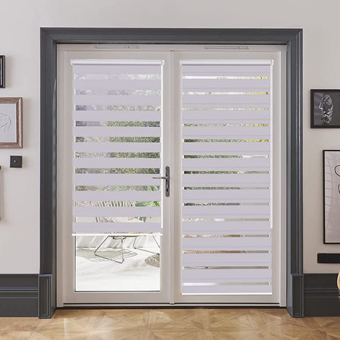 LUCKUP Horizontal Window Shade Blind Zebra Dual Roller Blinds Day and Night Blinds Curtains?Easy to Install 35.4" x 90" Grey