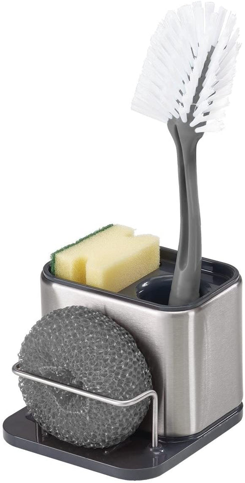 Joseph Joseph Surface Sink Caddy Stainless Steel Sponge Holder Organizer Tidy Drains Water for Kitchen, Small, Silver