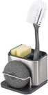 Joseph Joseph Surface Sink Caddy Stainless Steel Sponge Holder Organizer Tidy Drains Water for Kitchen, Small, Silver