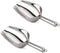 Kenbutsu Stainless Steel Ice Scoop 6 Ounces Set of 2, 8.25 Inch Small Metal Food Scoops for Kitchen Party Bar Wedding, Durable & Heavy Duty, Mirror Finish & Anti Rust, Dishwasher Safe.