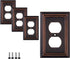 Pack of 4 Wall Plate Outlet Switch Covers by SleekLighting | Decorative oil rubbed bronze | Variety of Styles: Decorator/Duplex/Toggle / & Combo | Size: 1 Gang Duplex