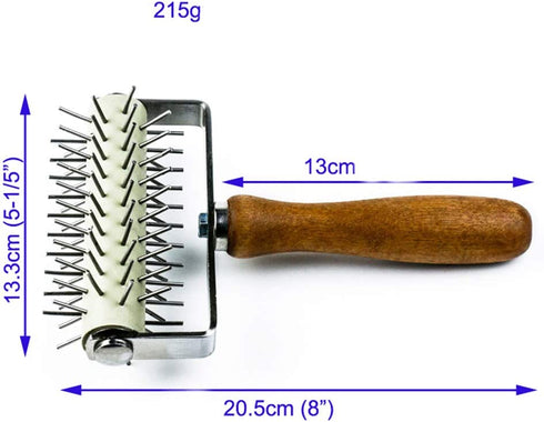Mazaashop Handle Roller Docker Stainless Steel for Pizza Cake Pie Homemade Baking