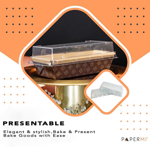 PaperMi PET Clear Lid Strong Pan Lids Having a Perfect Match with Our 7 Loaf Pans 25 pc Crystal Clear Pan Cover. Disposable Lid for Carry Out, Takeout and to Go- Holiday Gifts