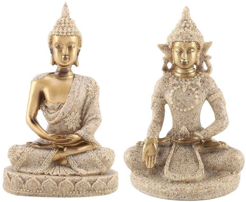 Buddha Statue Meditating Seated Carving Figurine Craft for Home Desktop Decoration Ornament