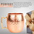 Kitchen Science Moscow Mule Copper Mugs Set of 4 (16oz) w/ 4 Straws & 1 Jigger | 100% Pure Copper Cups, Tarnish-Resistant Food Grade Lacquered Finish, Ergonomic Handle (No Rivet) w/ Solid Grip
