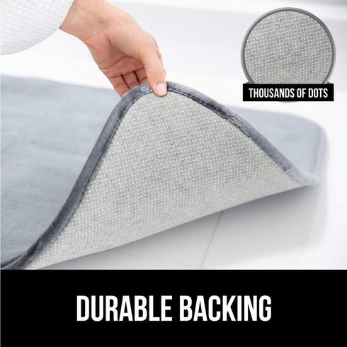 Gorilla Grip Thick Memory Foam Bathroom Rug for Toilet Base, Soft Absorbent Velvet Topside Floor Mats, Square Shape Contour Mat, Machine Wash, Cushioned Luxury Rugs for Bath Room, 22.5x19.5, Graphite