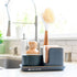 Full Circle Bubble Up Ceramic Soap Dispenser & Bamboo Dish Brush, White/Gray