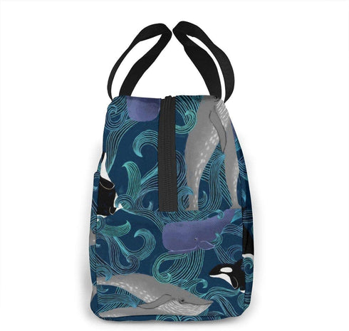 Whales Beautiful Ocean Giants Lunch Bag for Women Girls Kids Insulated Picnic Pouch Thermal Cooler Tote Bento Large Meal Prep Cute Bag Big Leakproof Soft Bags for Lunch Box, Camping, Travel, Fishing