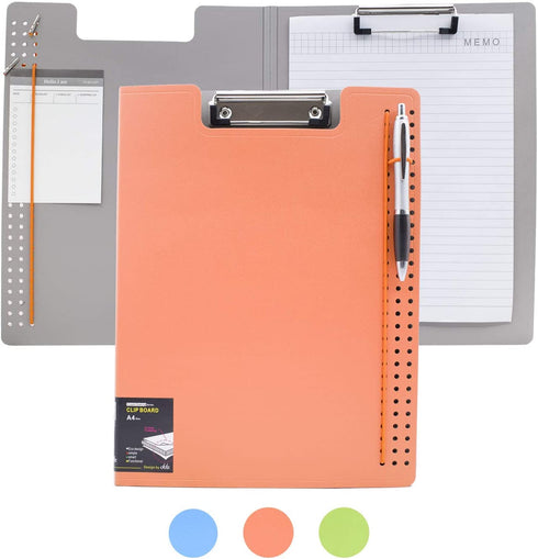 Foldable Clipboard, Enclosed Clipboards Folio,360 Degree Flip Folio Clipfolio,Closing Clipboard Padfolio, Used for Nurse Clipboard and Office Arch Clipboard,Colorful Covered Clipboard. (Orange, Upper)