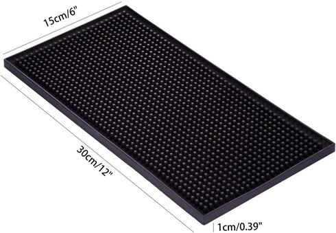 Bar Mat for Cocktail and Coffee Bar 6" x 12" Rubber Bar Service Spill Mat for Cocktail Bartender Coffee Bar or Countertop Mats Glass Drying Mat (Black Border - 12 x 18, 2)