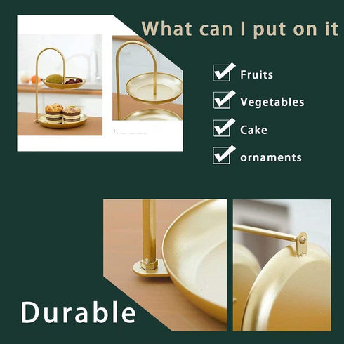 TOBENO Gold Tiered Tray 2 Tier Fruit Stand Basket Counter Top Fruit Basket Bowl Makeup Organizer For Vanity Bathroom Trays For Counter Donut Stand Snack Basket Dessert Table Decorations Stands