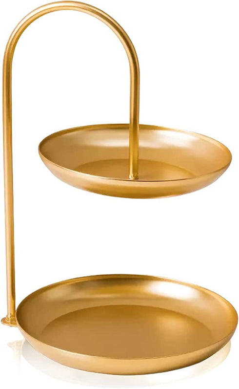 TOBENO Gold Tiered Tray 2 Tier Fruit Stand Basket Counter Top Fruit Basket Bowl Makeup Organizer For Vanity Bathroom Trays For Counter Donut Stand Snack Basket Dessert Table Decorations Stands
