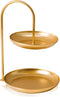 TOBENO Gold Tiered Tray 2 Tier Fruit Stand Basket Counter Top Fruit Basket Bowl Makeup Organizer For Vanity Bathroom Trays For Counter Donut Stand Snack Basket Dessert Table Decorations Stands