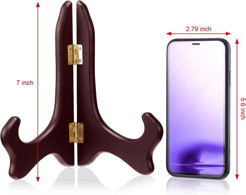 Tatuo 4 Packs Wooden Display Stand Decorative Plate Stands for Display Picture Frame Stand Holder Easels (7 Inch, Red)