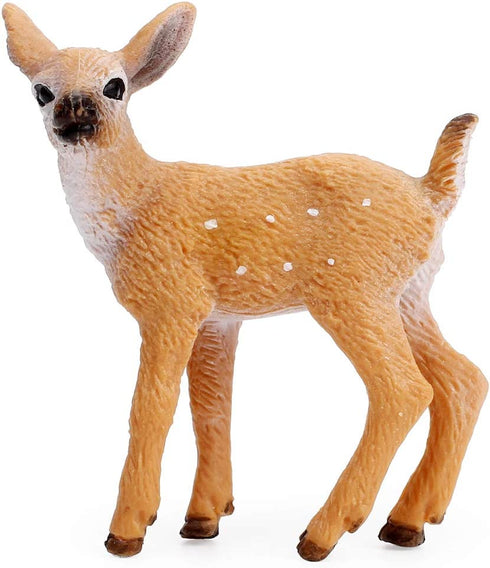 RESTCLOUD 12Pcs Deer Figurines Cake Toppers, Deer Toys Figure, Small Woodland Animals Set of 12 Fawn