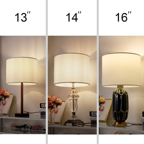 Wellmet 13"x13"x10" Lampshade Assembly Required for Table Lamp ,Bedside Lamp,Floor Lamp,Fabric Drum Lampshade Classic Modern Style,Spider Fitter ,Off White