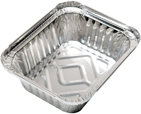 50-Pack Heavy Duty Disposable Aluminum Oblong Foil Pans with Lid Covers | 100% Recyclable Tin Food Storage Tray | Extra-Sturdy Containers for Cooking, Baking, Meal Prep, Takeout 1 LB 5 x 4 x 2