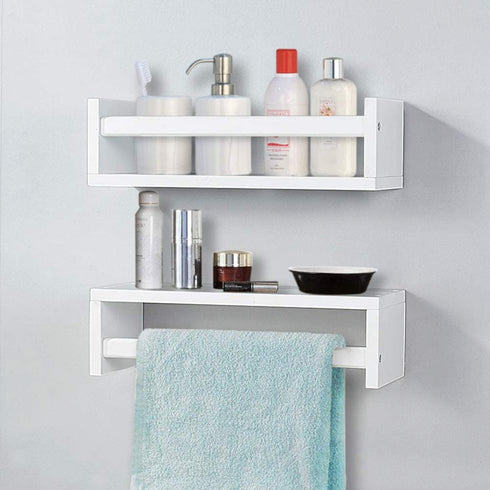 AHDECOR Nursery Room Bookshelf Wall Mount White Floating Shelves, Display Wall Shelf for Kids Romm, Kitchen Spice Rack, Bathroom Decor, Book Shelves Organizer or Baby Nursery, Set of 2, 15 inch