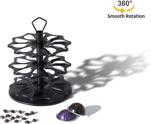 Flagship Coffee Pod Holder Carousel 3 Tier for Vertuo Pod Holder Metal DIY Install Small for Vertuo Pod Stand (30 Pods Capacity)