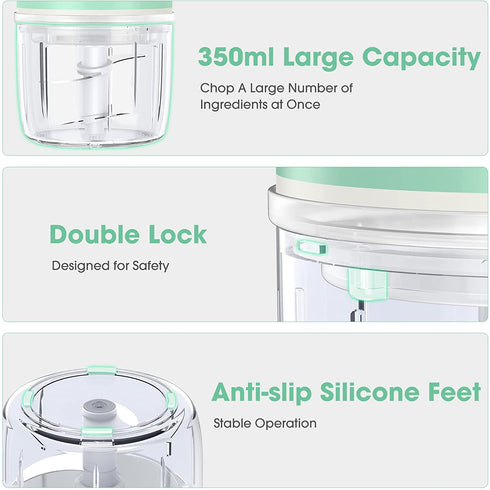 Electric Mini Garlic Chopper, EAZOO Cordless Mini Chopper Food Processor, Portable Small Food Chopper for Garlic Onion Veggie, Dicing, Mincing ( 350ml )