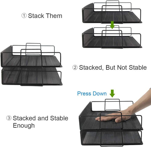 DUOFIRE Paper Organizer for Desk 2 Tier Letter Tray, Paper Tray Organizer Letter Tray Mesh Office Desk Organizers and Accessories for School Home Office Supplies