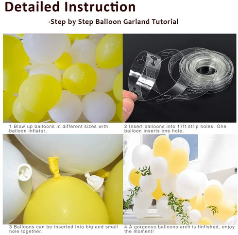 Beaumode DIY Yellow And White Balloon Garland Arch kit for 1st birthday Sunshine Lemon Daisy Honeybee Popcorn Baby Shower Bridal Shower Party Backdrop Decoration