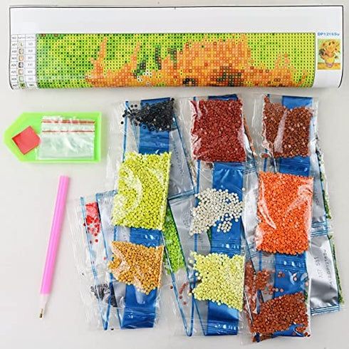 Diamond Painting Kits for Adults Kids Full Drill Crystal 5D DIY Diamond Gem Art Similane Beads Paint Craft for Children Home Wall Decor Gift (Van Gogh Sunflower-16x12in