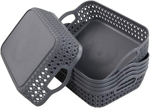 Morcte Small Storage Basket, Plastic Mesh Organizer Basket (Grey, Set of 6)